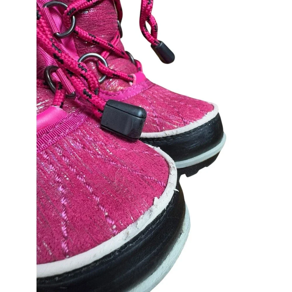 Sorel Toddler Girls Size 8 Snow Boots Pink Waterproof Children Shoes Faux Fir